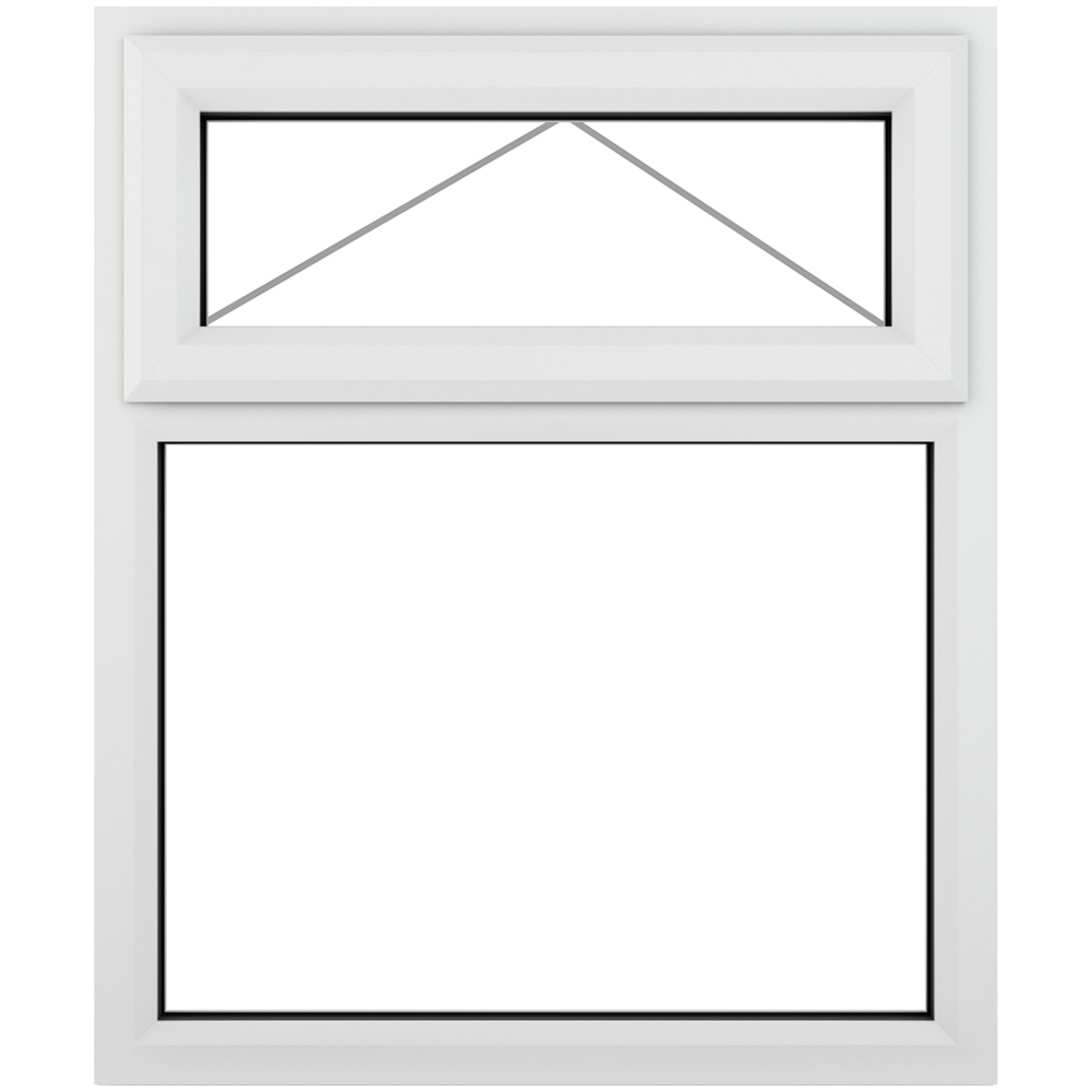 Crystal uPVC Double Glazed Window Top Hung Over Fixed Light White Clear Glass 905x1040mm Image 2