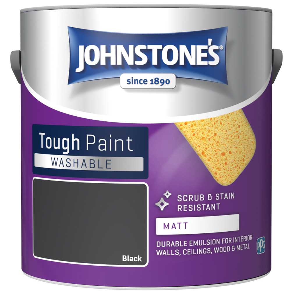Johnstone's Walls & Ceilings Black Washable Matt Emulsion Paint 2.5L Image 2