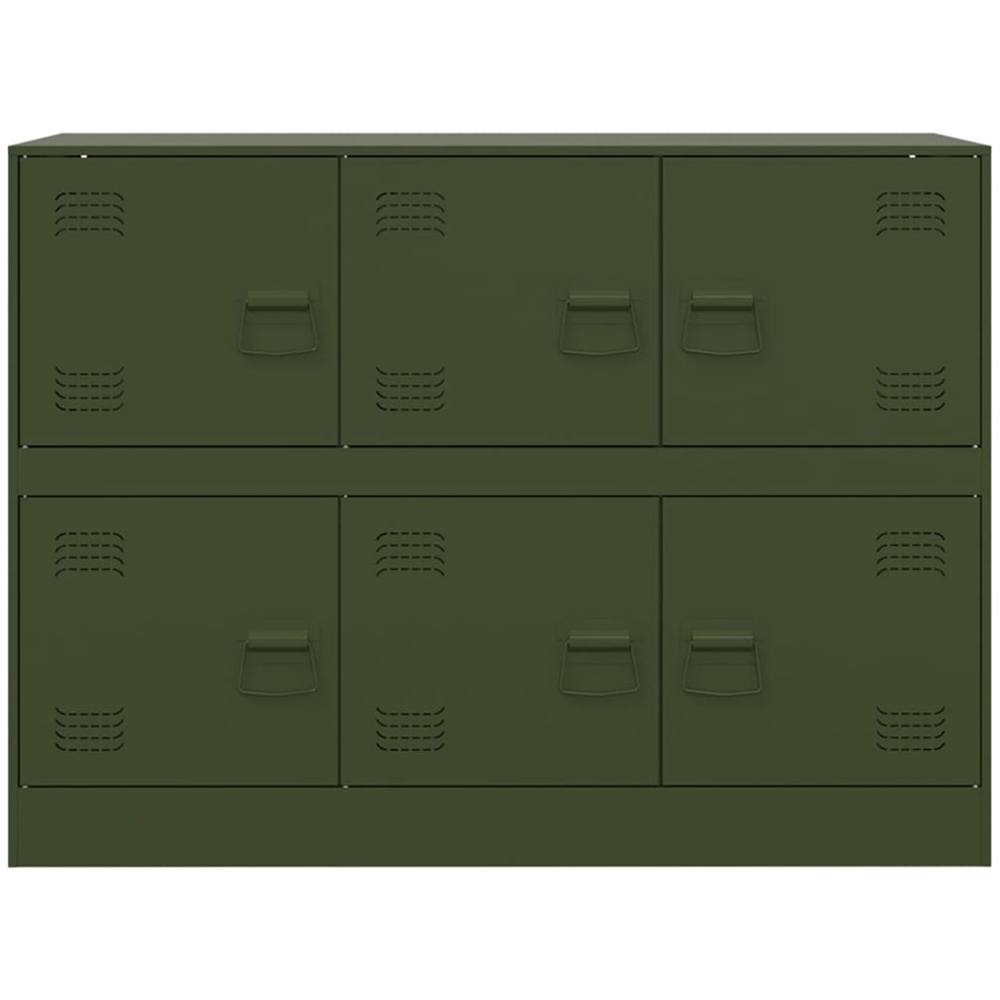 vidaXL 6 Door Olive Green Metal Sideboard Image 3