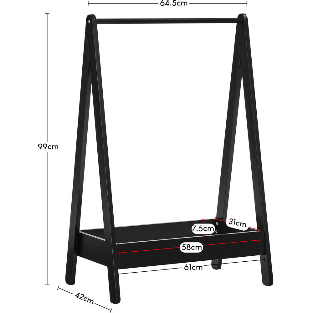 JUNIOR VIDA Black Kids Clothes Rack with Storage Shelf Image 9