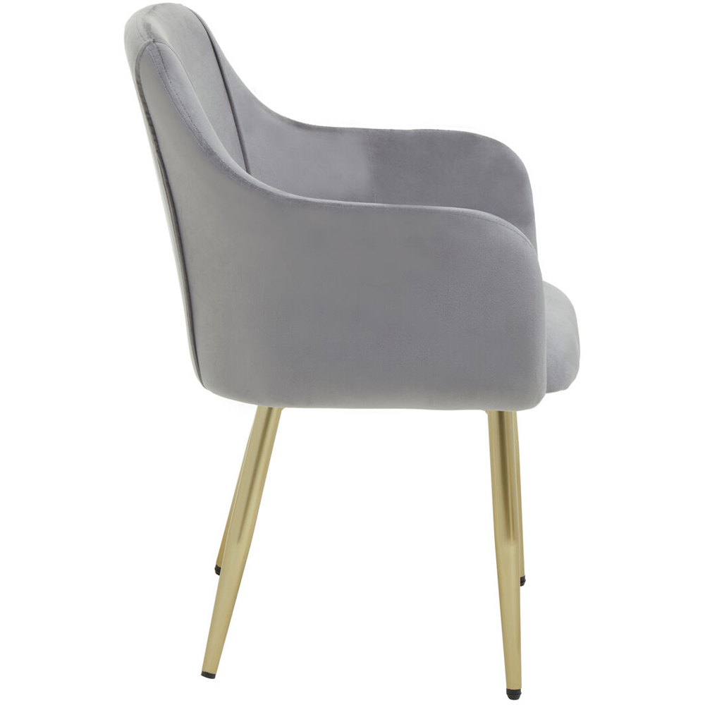 Premier Housewares Darcy Gold and Grey Velvet Dining Chair Image 2