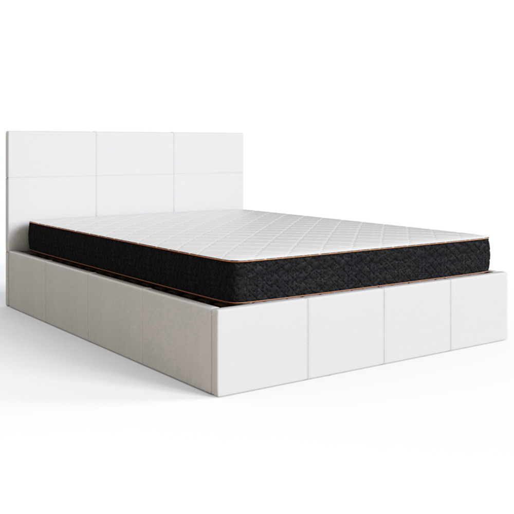 GFW Double White Faux Leather End Lift Ottoman Bed with Memory Pocket Spring Mattress Image 4