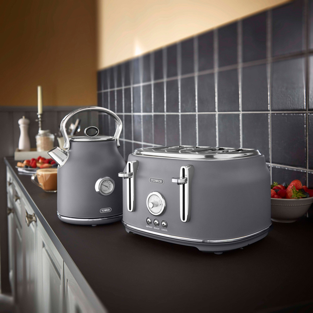 Tower Renaissance EEJB188 Grey 4 Slice Toaster and Kettle 1.7L Set Image 7