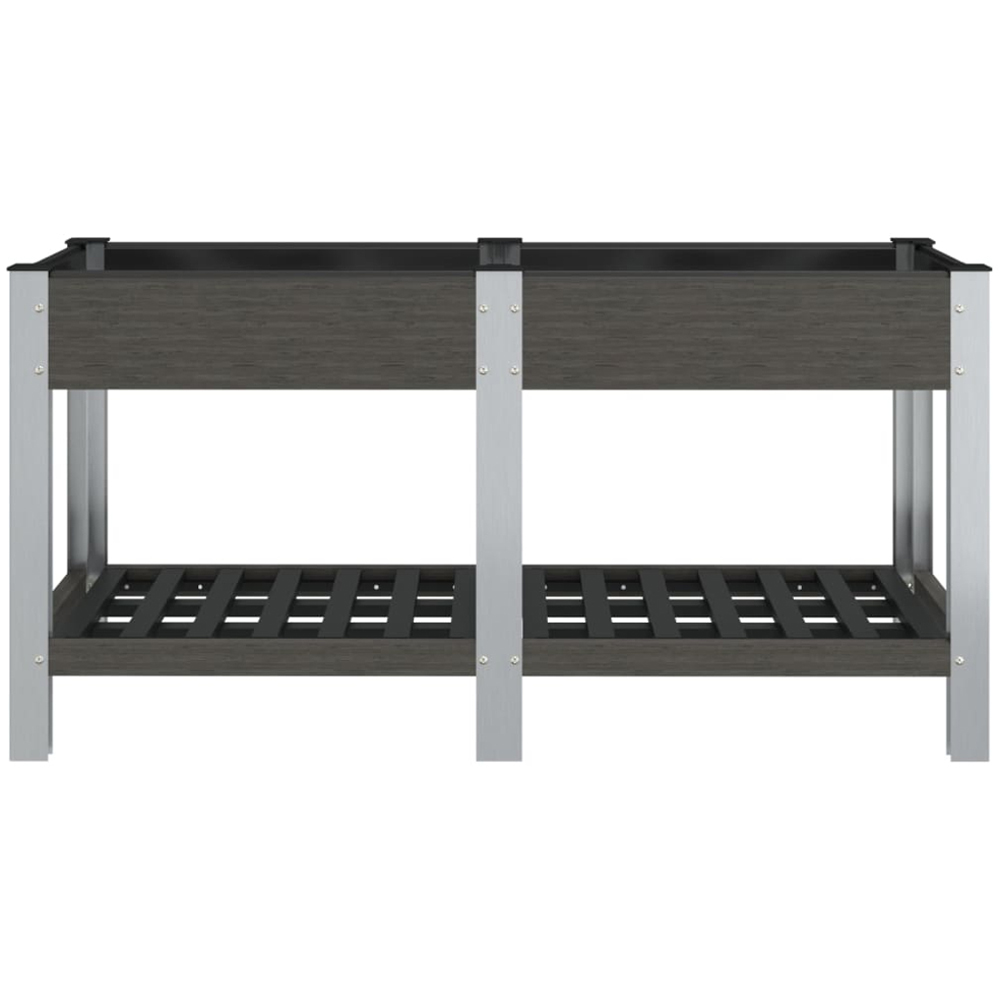 vidaXL Grey Wood Plastic Composite and Steel Raised Garden Bed with Shelf 150 x 50 x 75cm Image 2