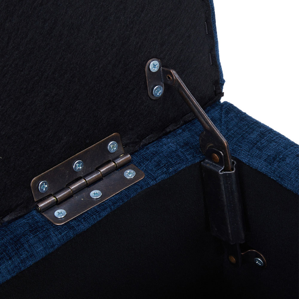 Living and Home Blue Chenille Ottoman Stool Image 6