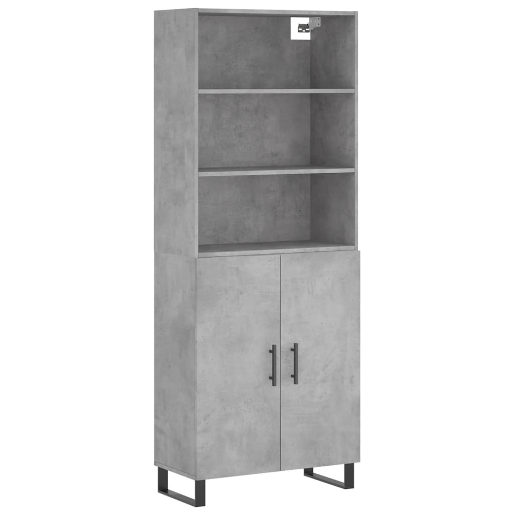 vidaXL 2 Door 3 Shelf Concrete Grey Highboard Image 2