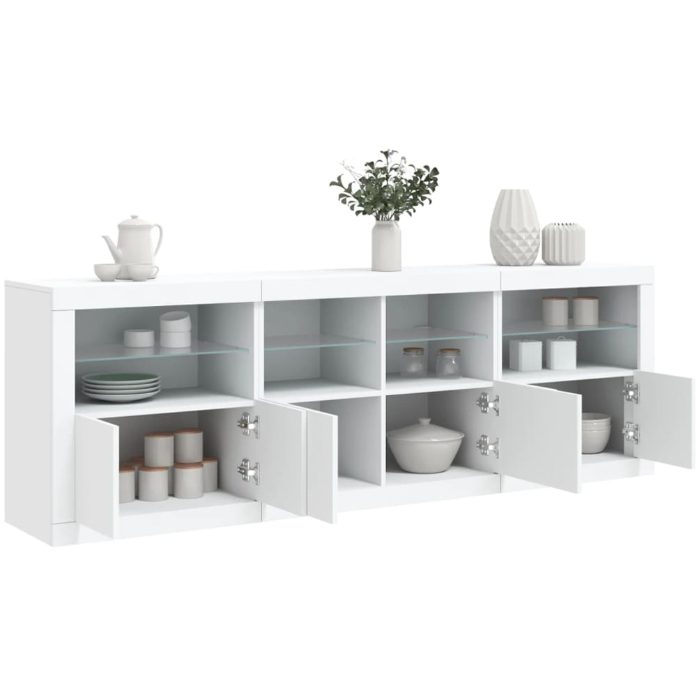 vidaXL 6 Door 8 Shelf White LED Sideboard 3 Piece Image 3