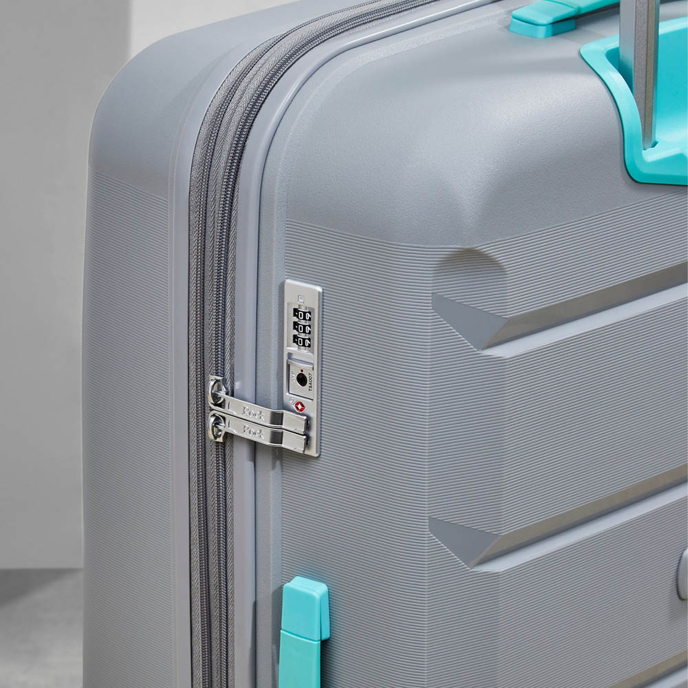 Rock Tulum Set of 3 Grey Hardshell Expandable Suitcases Image 6