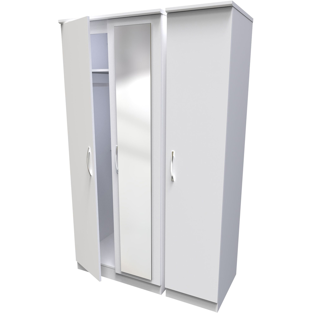 Crowndale Avon 3 Door White Matt Mirror Wardrobe Ready Assembled Image 4