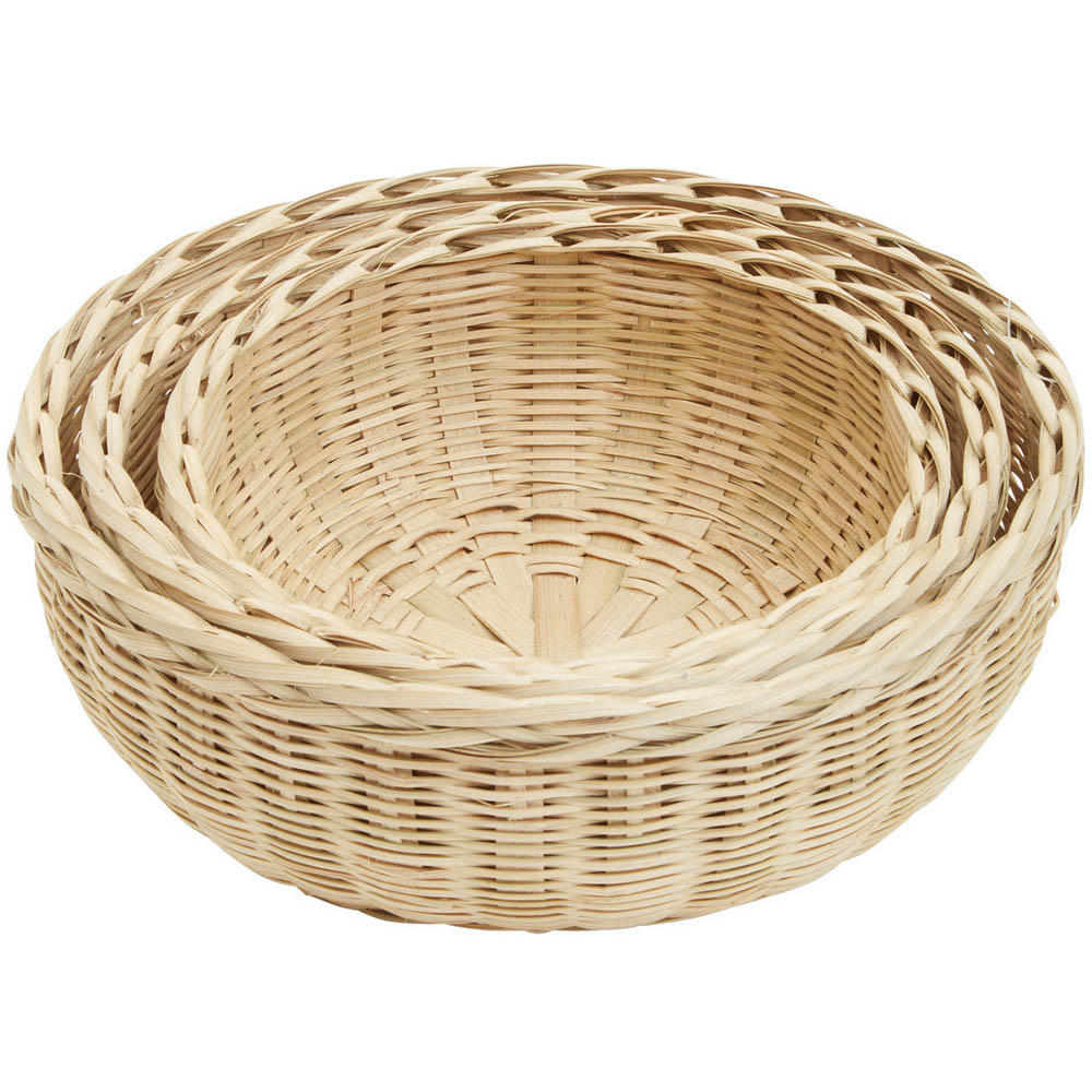 Premier Housewares Natural Round Bamboo Basket Set of 3 Image 3