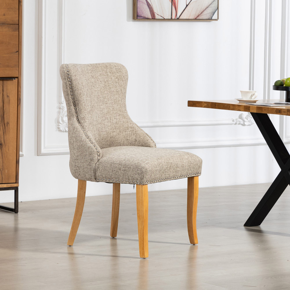 Artemis Home Olivola Set of 2 Light Brown Fabric Dining Chair Image 6