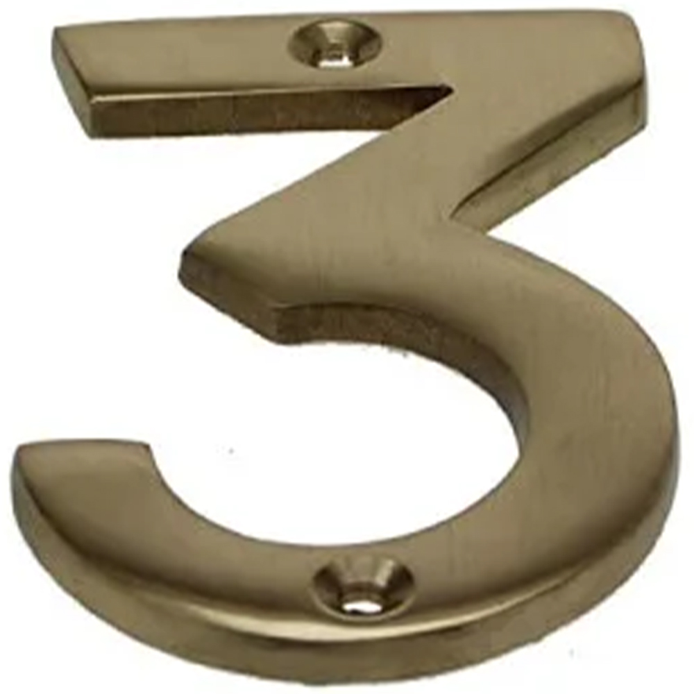 Golden Grace Brass House Door Number 3 3 inch Image 1