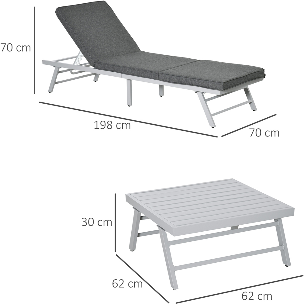 Outsunny 6 Seater Grey Steel Convertible Sofa Set with Cushions Image 8