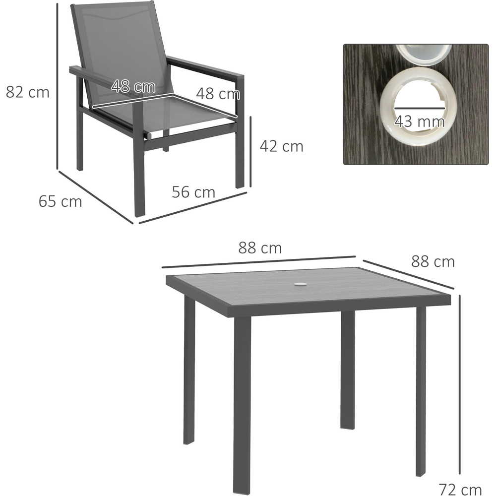 Outsunny Steel 4 Seater Square Garden Dining Set Grey Image 7
