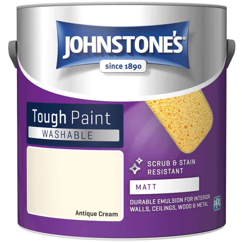 Johnstone's Washable Antique Cream Matt Emulsion Paint 2.5L Image 2