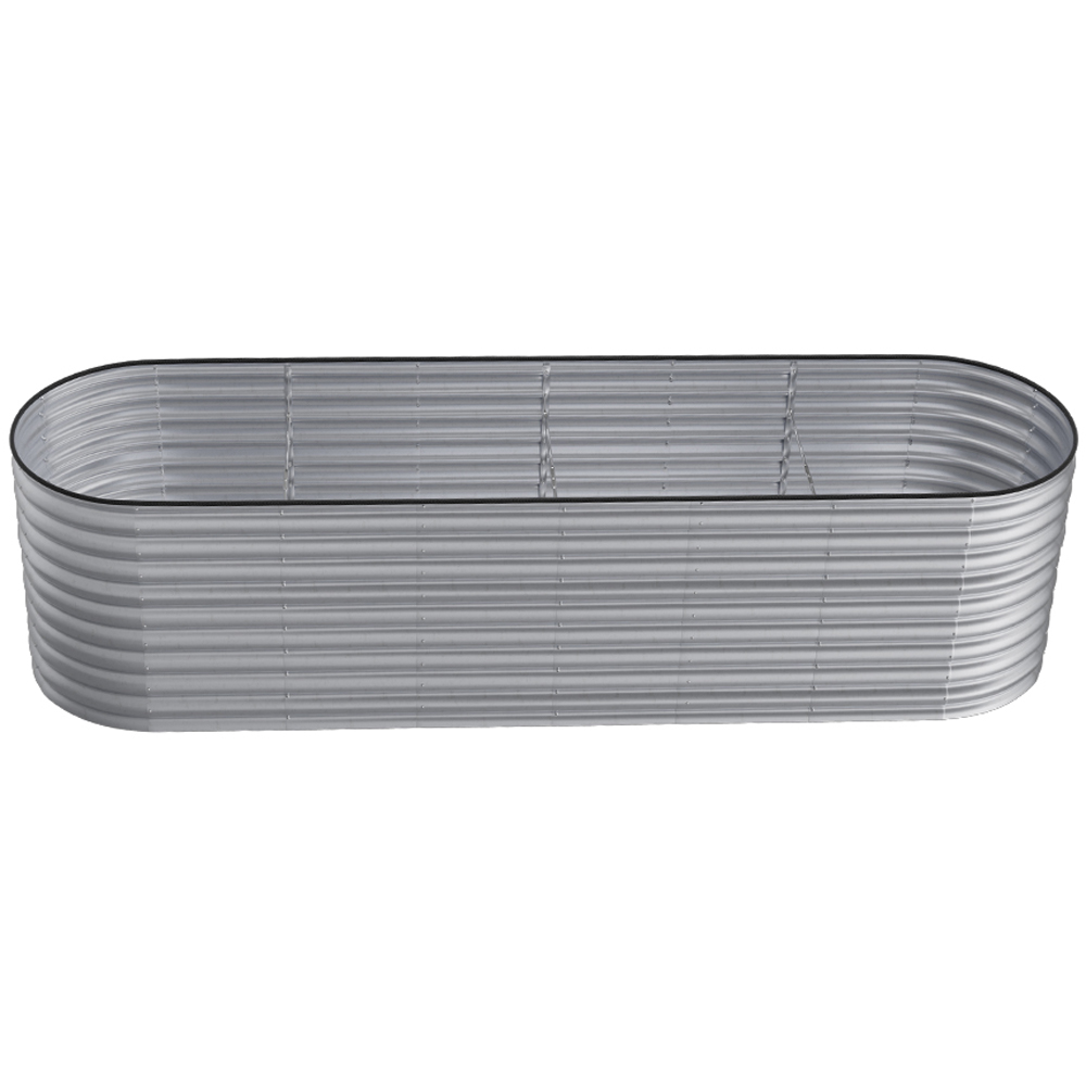 Living and Home Silver Oval Galvanised Steel Raised Garden Bed 320 x 80cm Image 4