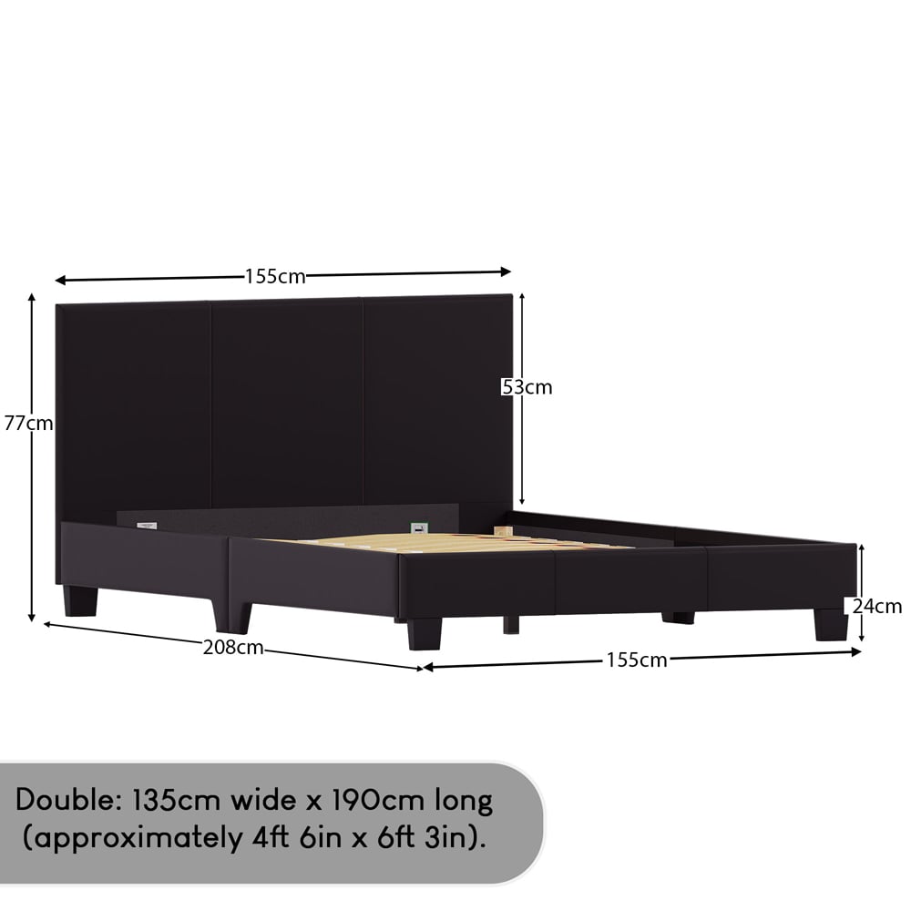 Vida Designs Lisbon Double Brown Faux Leather Bed Frame Image 8