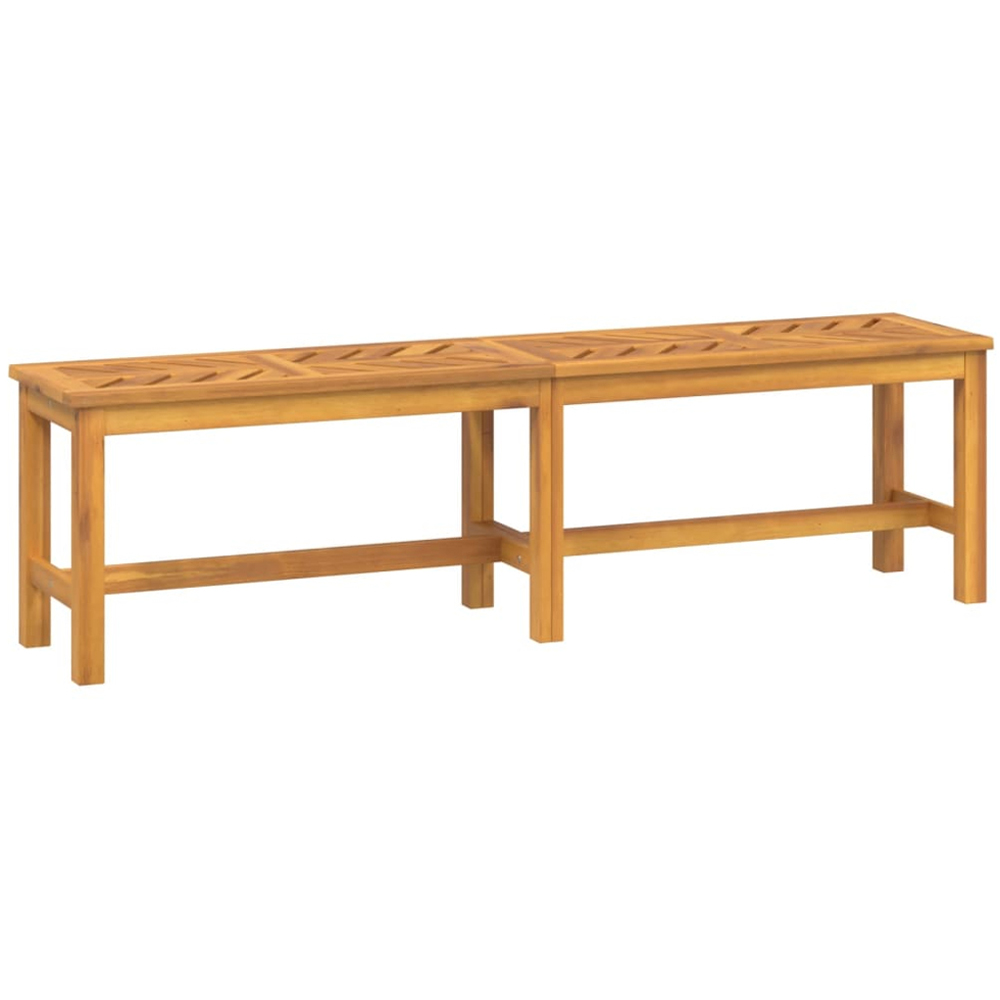 vidaXL 3 Seater Solid Wood Acacia Fishbone Slatted Garden Bench Image 2