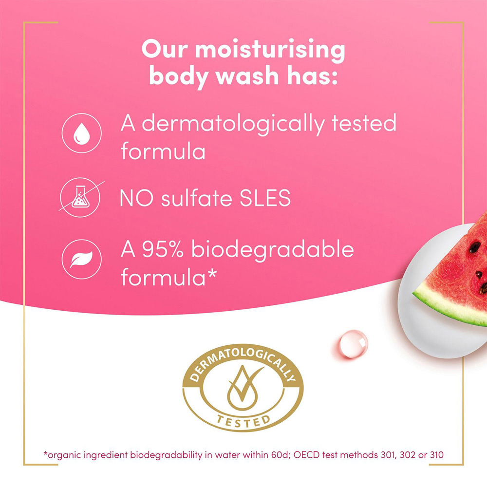 Dove Juicy Hydrate Watermelon Moisturising Gentle Cleansing Body Wash 450ml 6 Pack Image 5