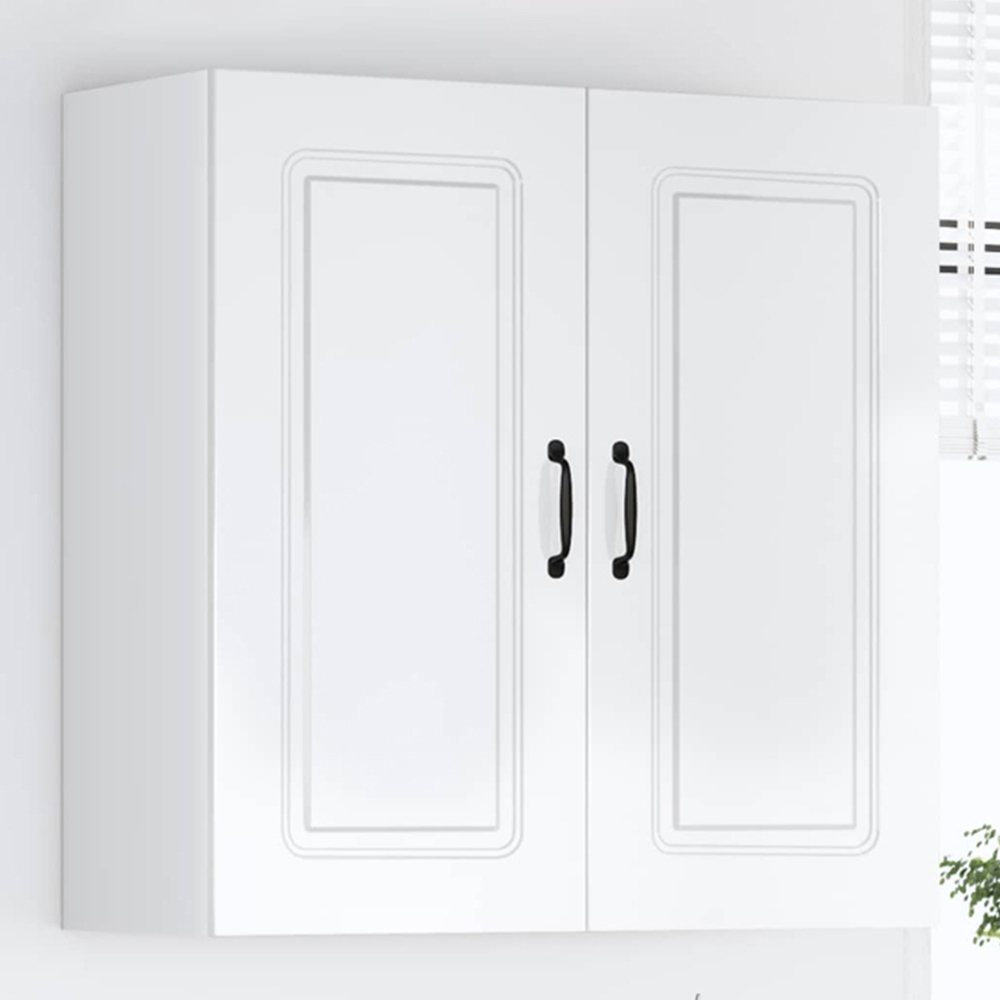 vidaXL Kalmar 2 Door High Gloss White Wall Kitchen Cabinet Image 1