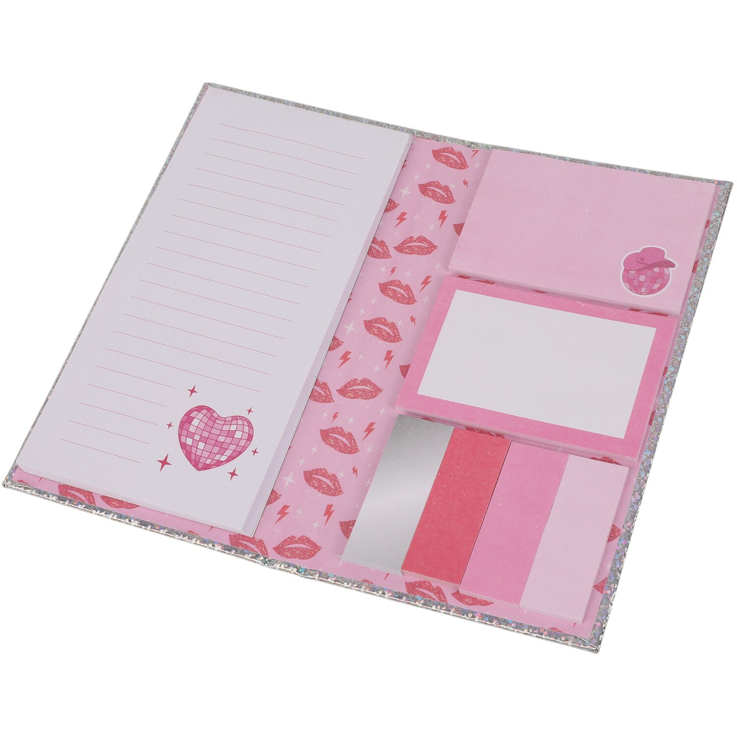 Let's Dance Memo Pad and Sticky Notes Silver and Pink Image 2