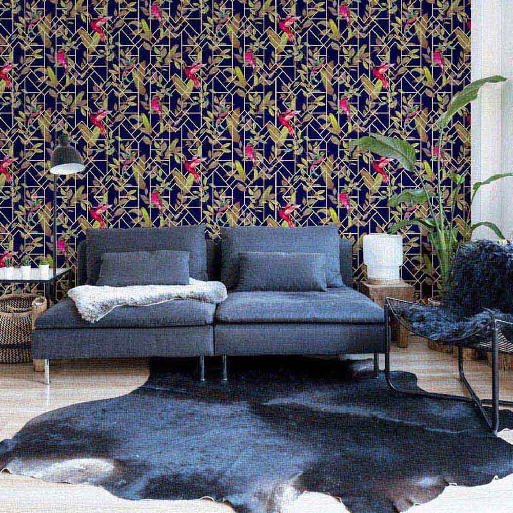 Arthouse Deco Tropical Navy and Gold Wallpaper Image 4