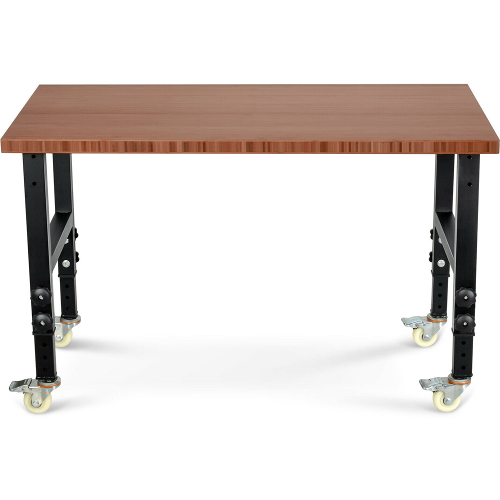 Costway Brown 10 Level Adjustable Workbench with 4 Lockable Casters Image 3