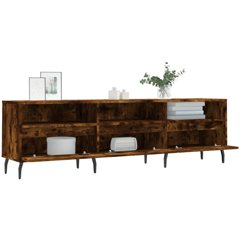 vidaXL 3 Door 3 Shelf Smoked Oak TV Cabinet Image 4