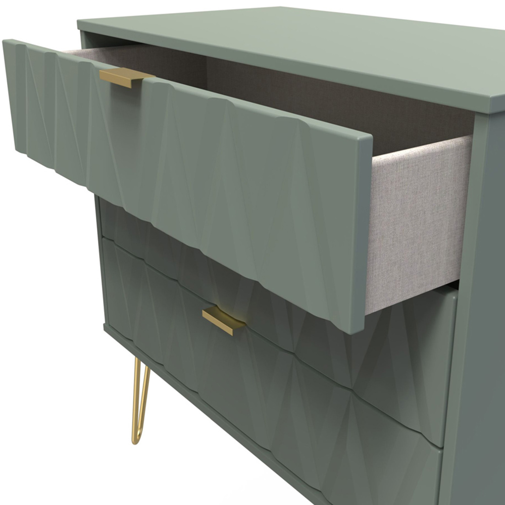 Crowndale Diamond 3 Drawer Reed Green Chest of Drawers Image 6