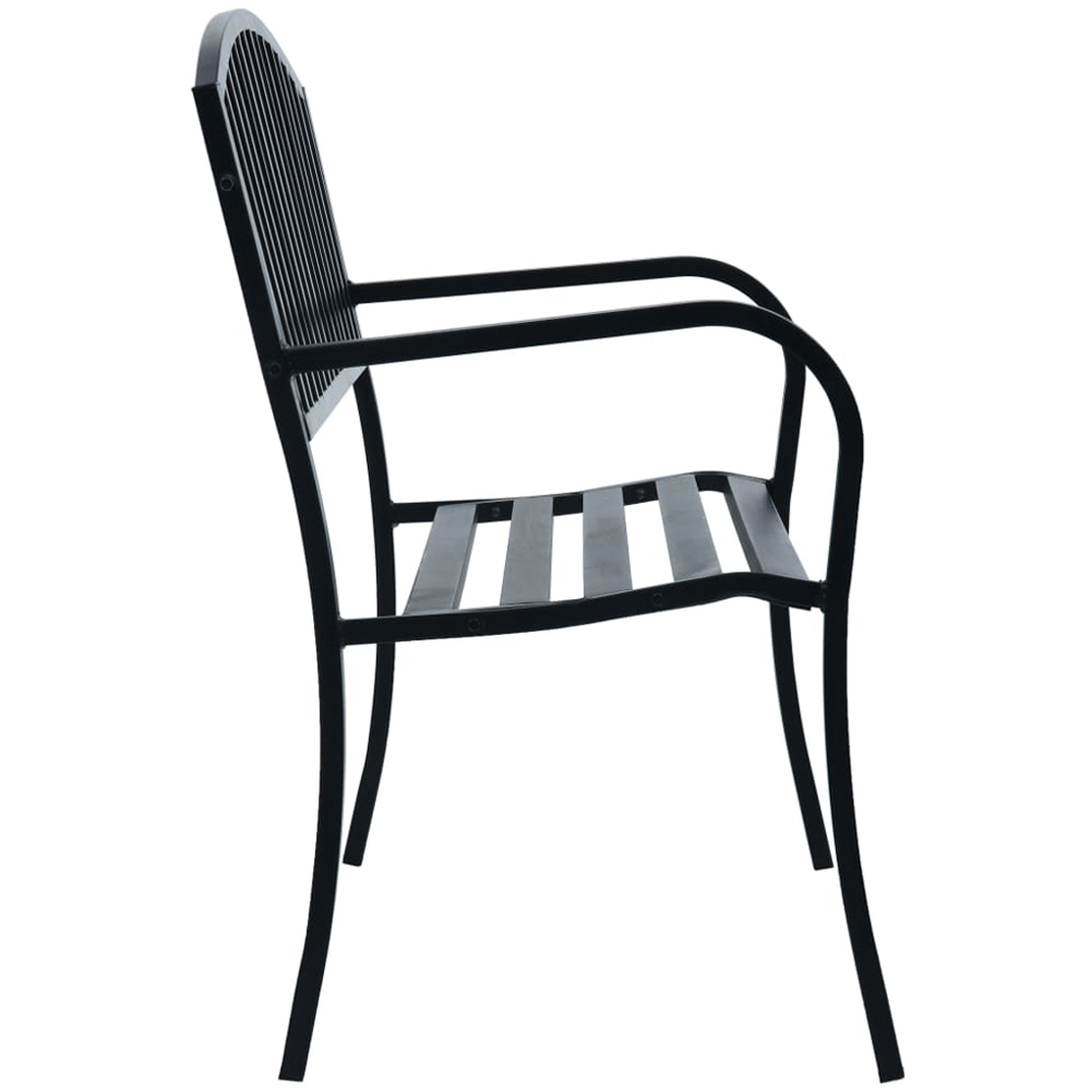 vidaXL 2 Seater Black Powder Coated Steel Garden Bench Image 3
