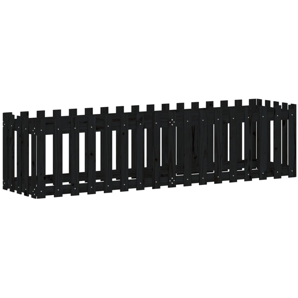 vidaXL Black Pine Wood Raised Garden Bed 50 x 50 x 200cm Image 3