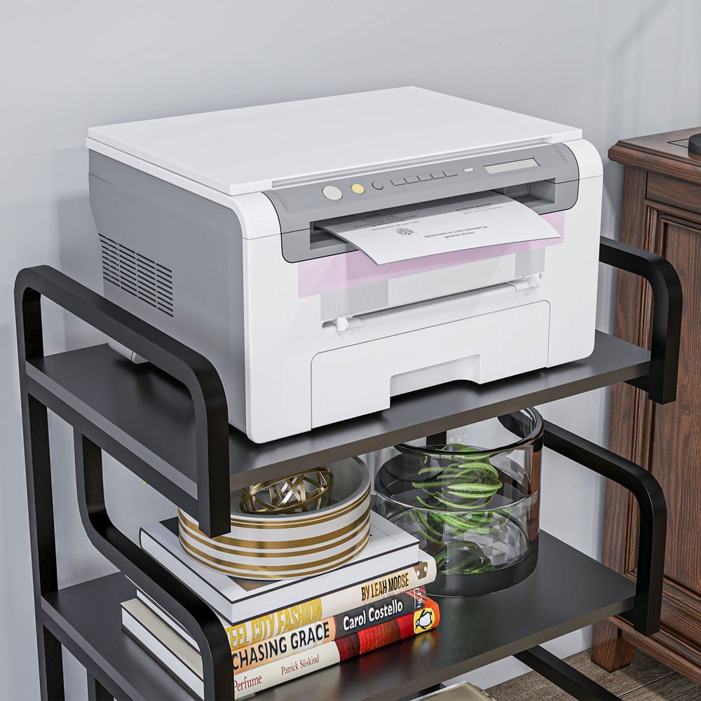 HOMCOM 3-TierBlack Storage Shelf Image 4