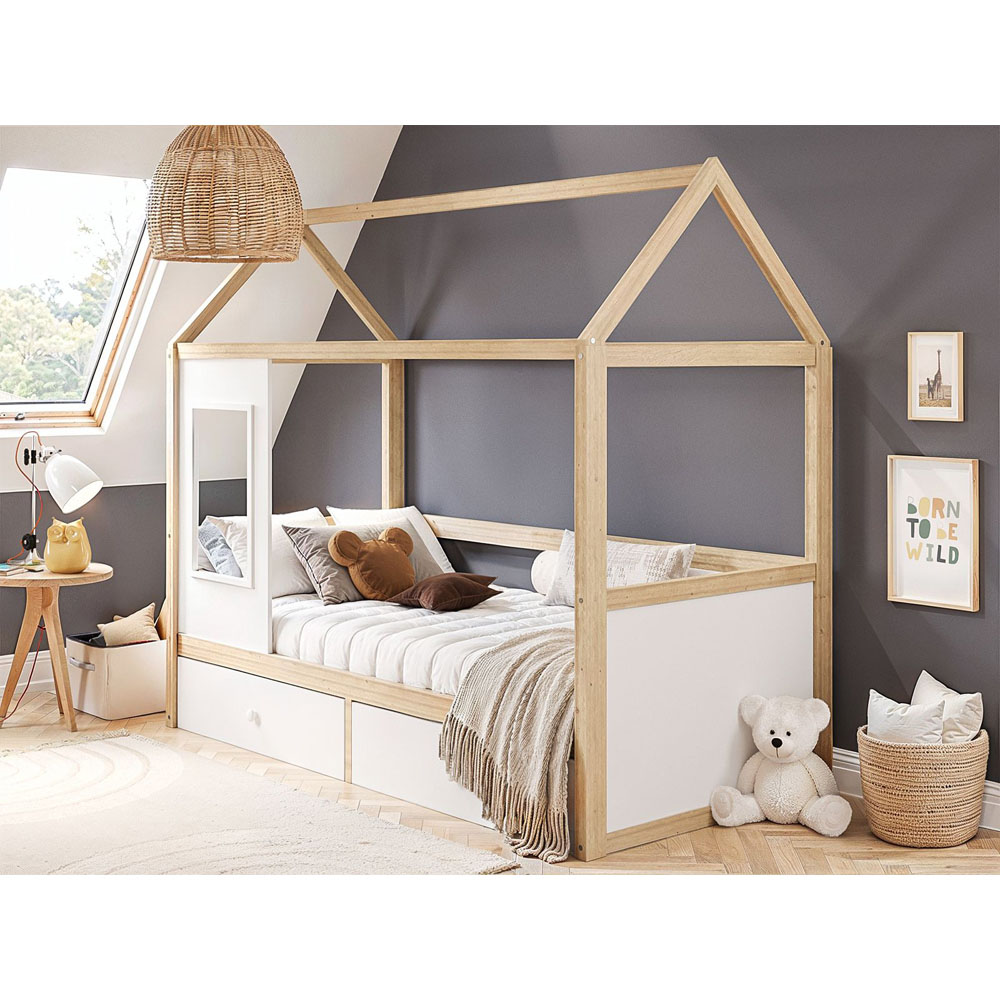 Flair Ted White Wooden Play House Bed Frame with Storage Image 6