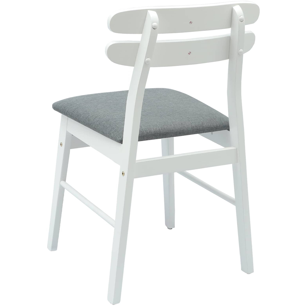 vidaXL Set of 2 White and Grey Rubberwood Rectilinear Vintage Dining Chairs Image 4