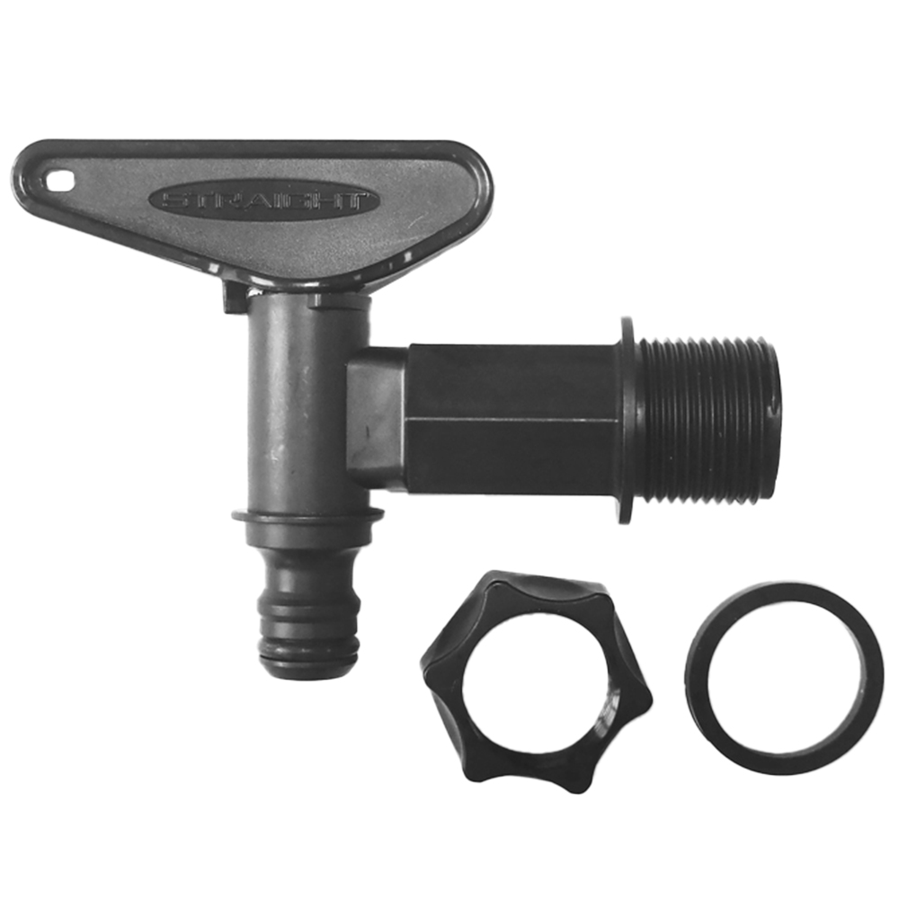 Straight PLC Water Butt Tap with Nut and Washer Image 1