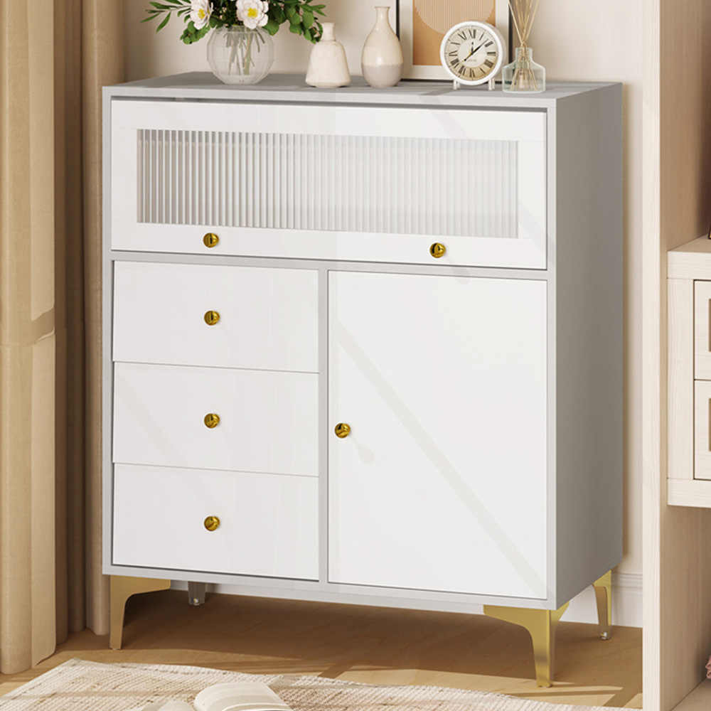 Costway 2 Door 3 Drawers Grey Chest of Drawers Image 1