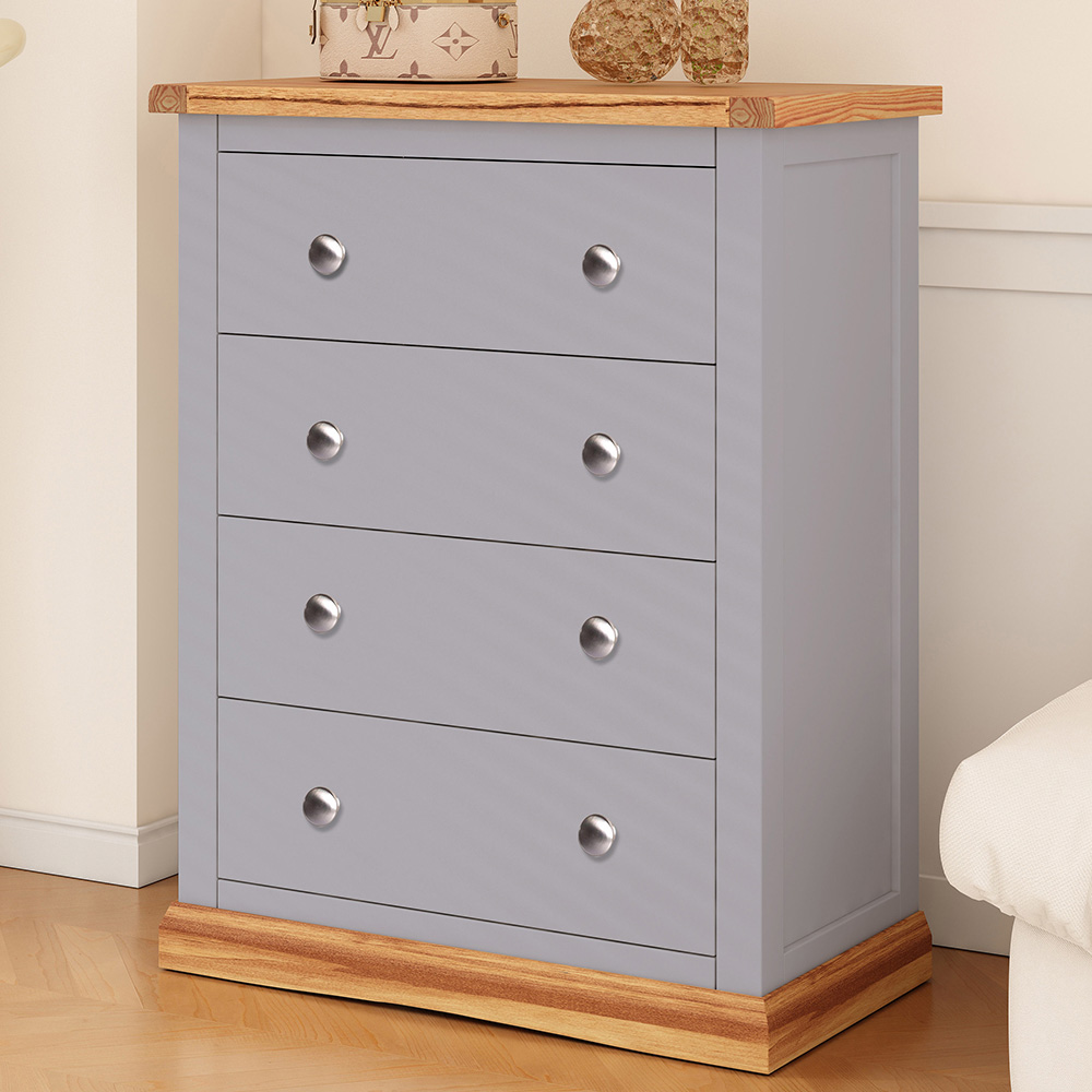 Cabinet Bits Biccari 4 Drawer Dark Grey Chrome Knob Chest of Drawers Image 1
