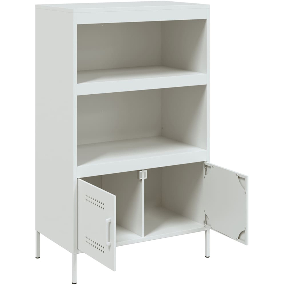 vidaXL 2 Door 2 Shelf White Metal Highboard Image 3