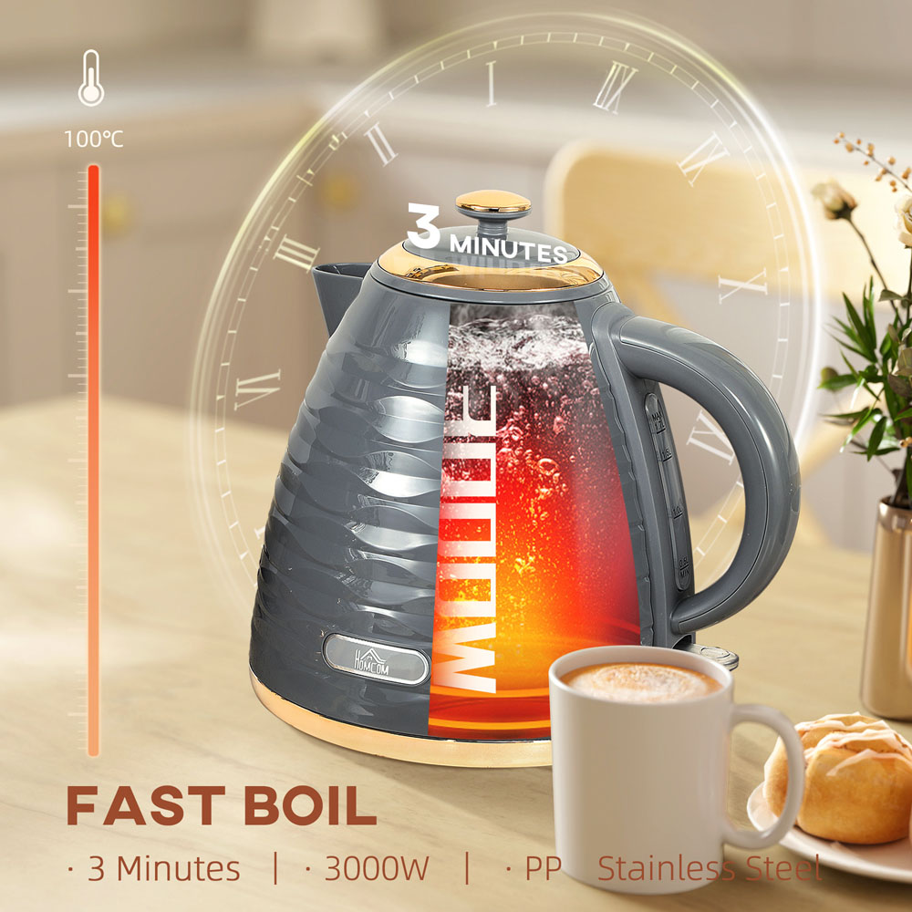 HOMCOM 800-207V70GY Grey Ripple 1.7L Electric Kettle 3kW Image 5