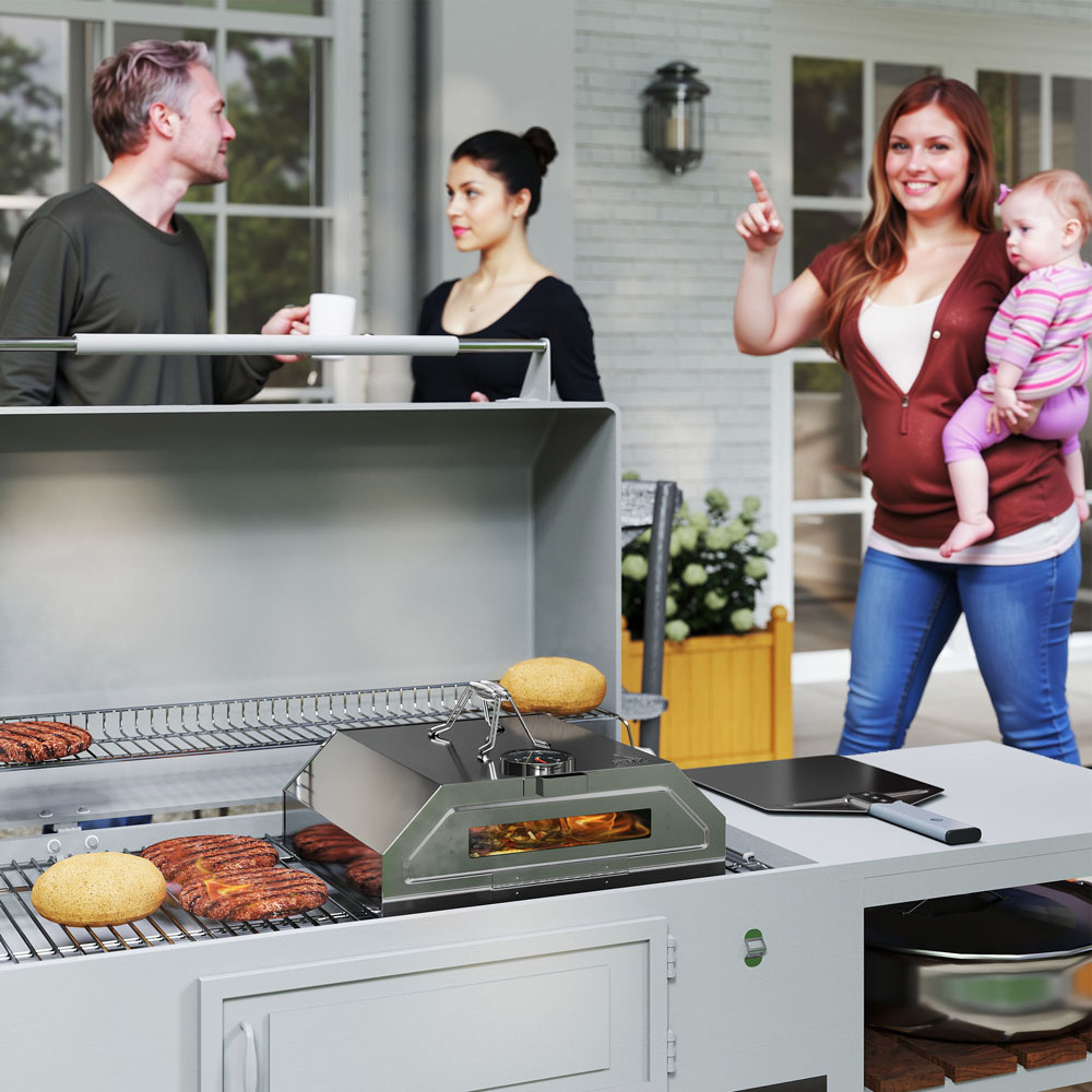 Outsunny Barbecue Pizza Oven with Thermometer Image 2