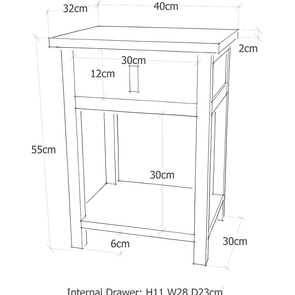 Portofino Single Drawer Light Wood Bedside Table with Drop Handle Image 9