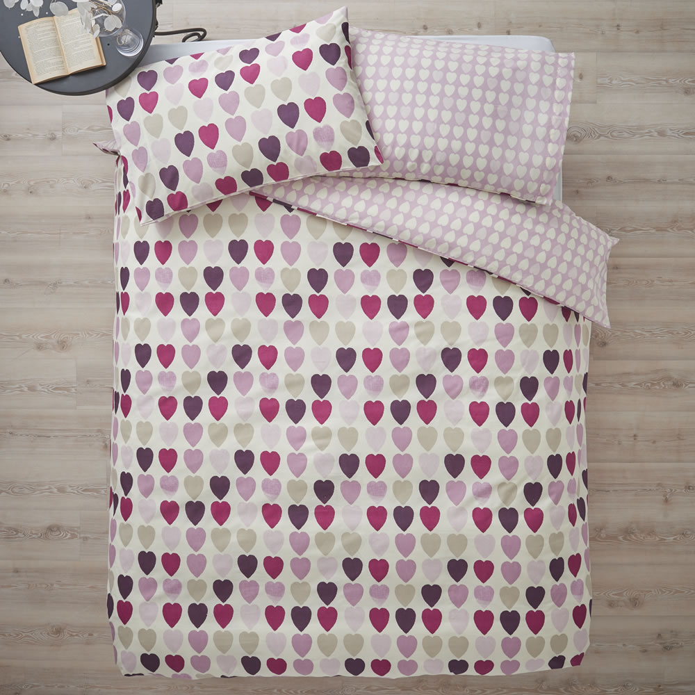 Wilko Purple Hearts King Size Duvet Set Image 4