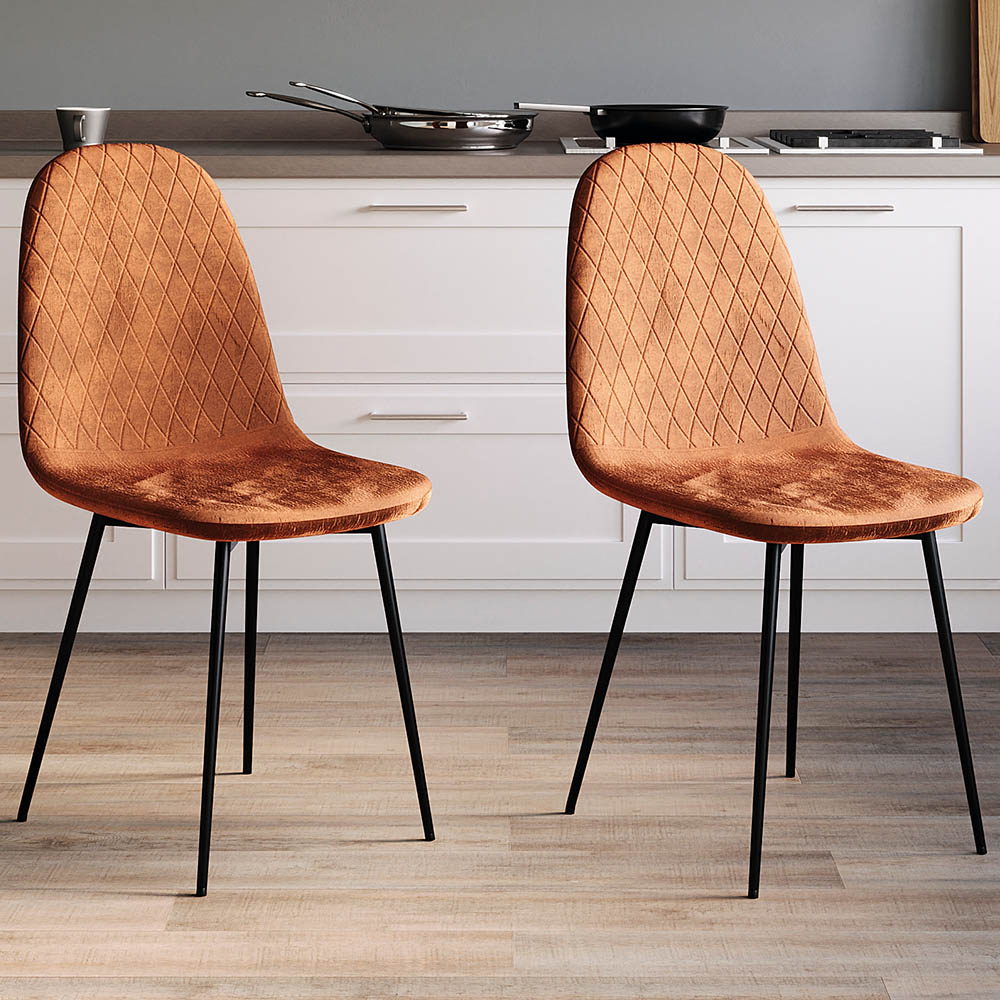 Vida Designs Luton Set of 2 Orange Dining Chairs Image 1