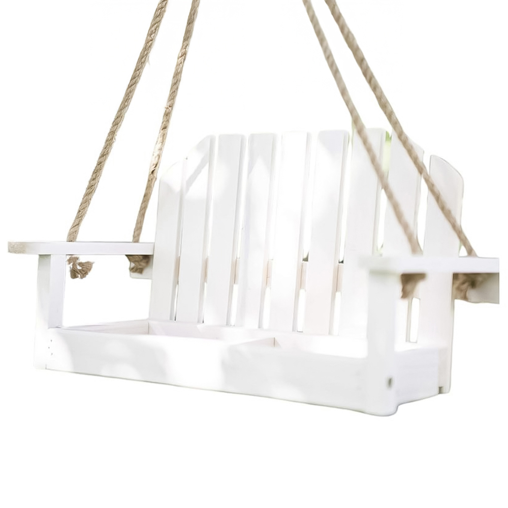 Marco Paul White Wooden Swing Seat Bird Feeder Image 1
