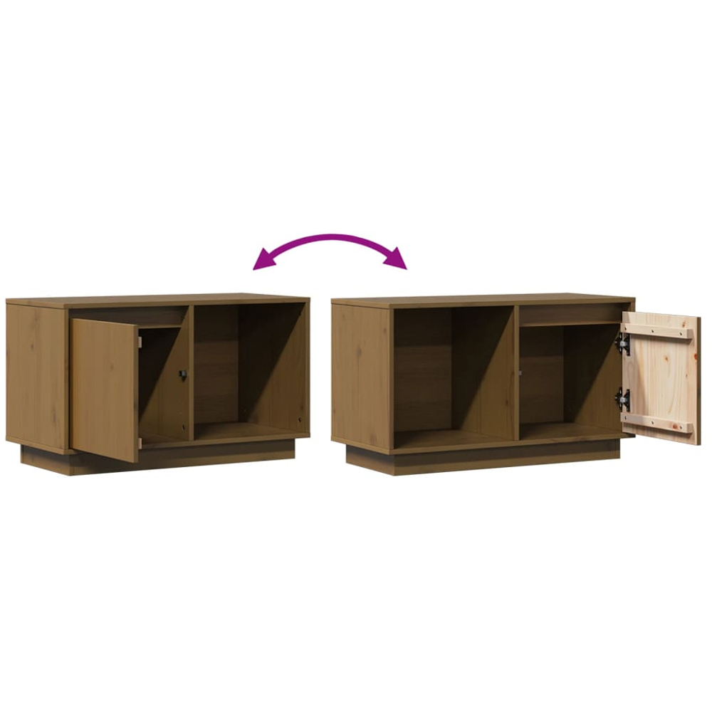 vidaXL Single Door Single Shelf Honey Brown Solid Pine Wood TV Cabinet Image 8