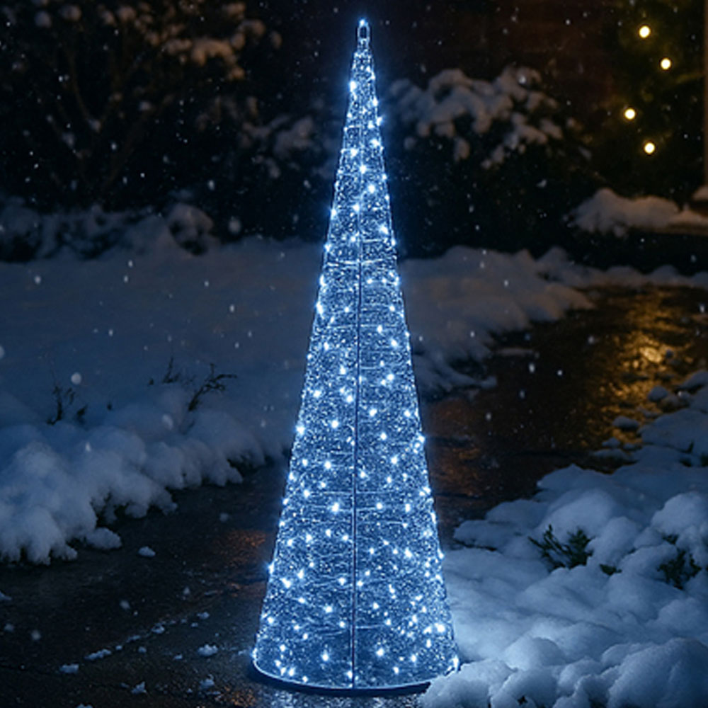 Xmas Haus Silver 250 White Micro LED Cone Shaped Light Tower 3ft Image 1