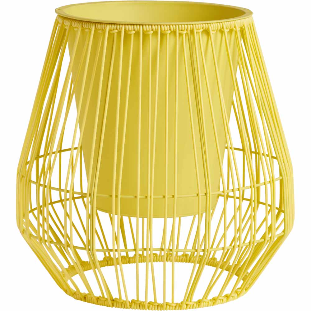 Wilko Yellow Rattan Planter 29.5cm Wilko