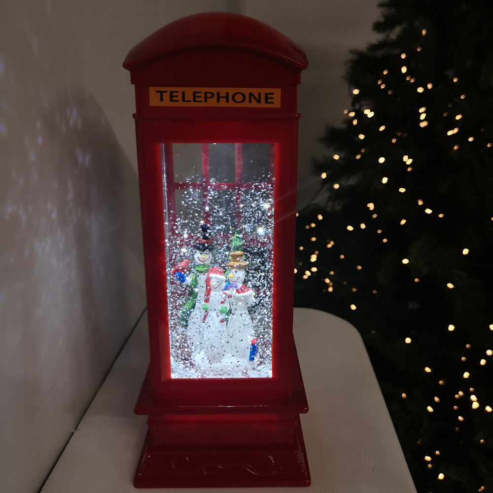 Samuel Alexander Telephone Box with Snowman Scene Water Spinner Christmas Decoration 26.5cm Image 5