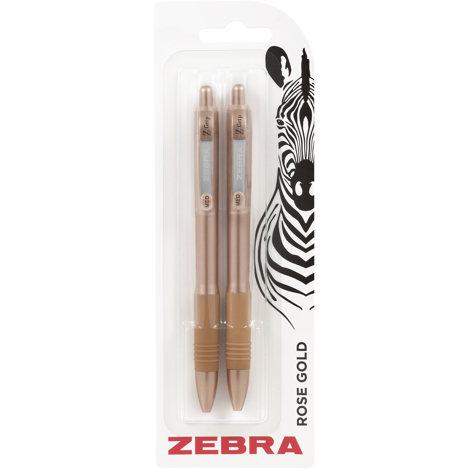 Pack of Two Zebra Z-Grip Rose Gold Ball Point Pens Image