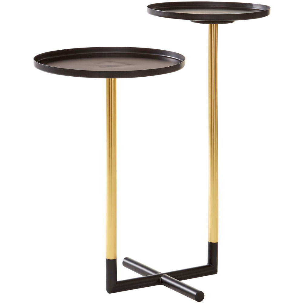 Premier Housewares Halle 2-Tier Black and Gold Intersecting Side Table Image 2